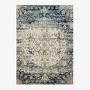Tapis persan rectangle beige et vert au style dirouz D