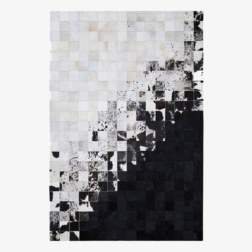 Tapis rectangle moderne avec carrés noirs et blancs