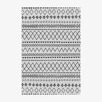 Tapis rectangle aux motifs géométriques blancs et noirs style Keecy A
