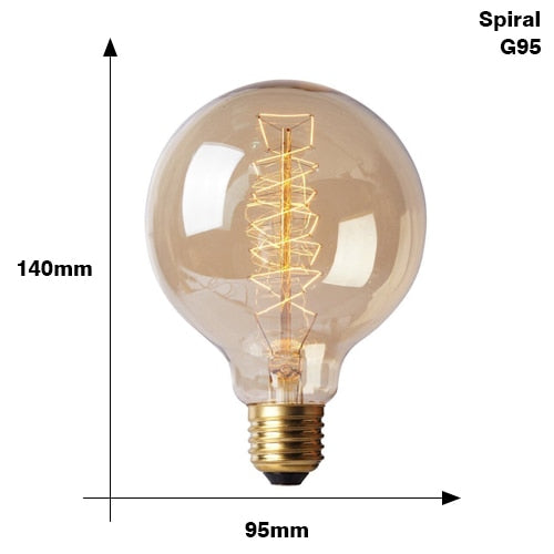Grosse ampoule boule à incandescence filament spiral vintage 40W Edison - vue 3 sur 3