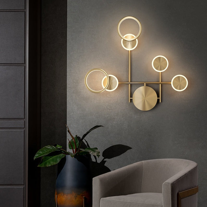 Applique murale moderne LED circulaire en métal doré Sicily - vue 7 sur 13