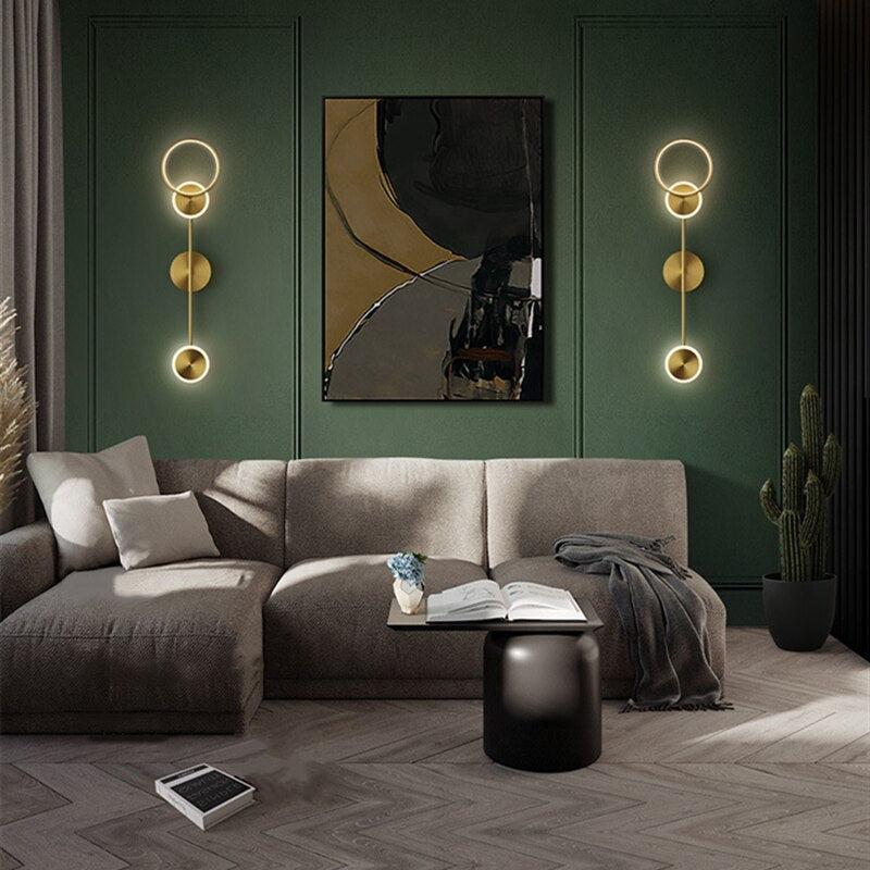 Applique murale moderne LED circulaire en métal doré Sicily - vue 2 sur 13