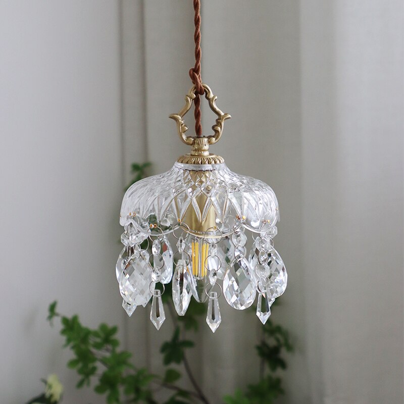Suspension vintage avec abat-jour en cristal Phitz - vue 3 sur 8