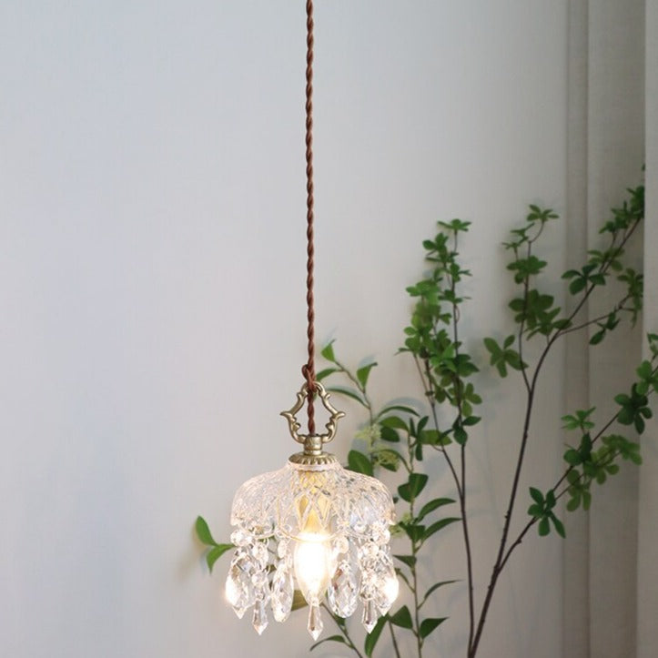 Suspension vintage avec abat-jour en cristal Phitz - vue 2 sur 8