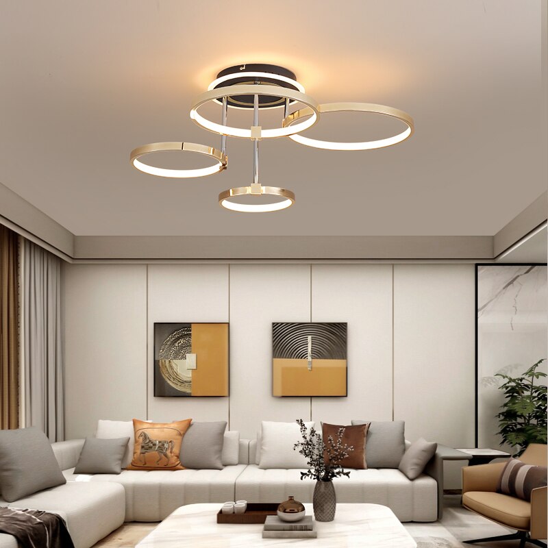 Plafonnier design LED avec anneaux suspendus Xina - vue 3 sur 8