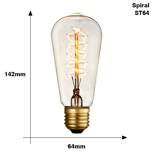 Ampoule conique à incandescence filament spiral vintage 40W Edison - vue 4 sur 3