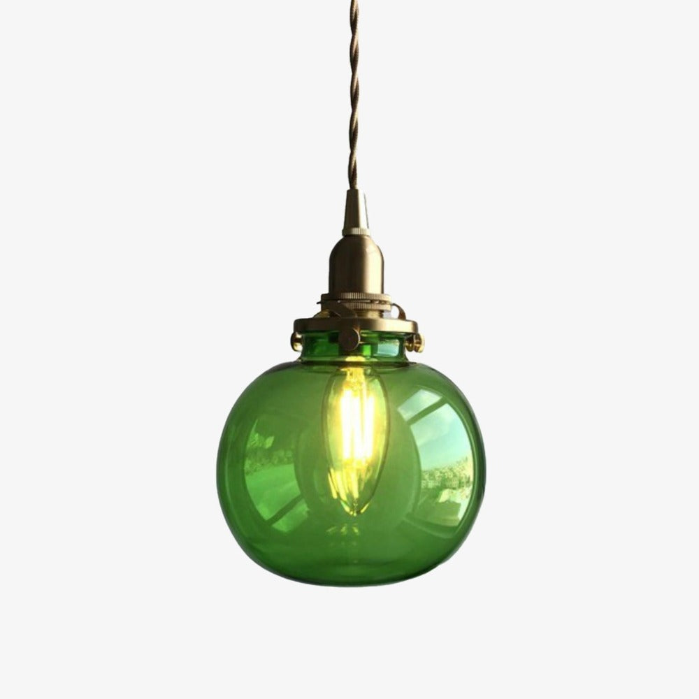 Suspension boule ovale en verre fumé coloré Brass - vue 4 sur 10