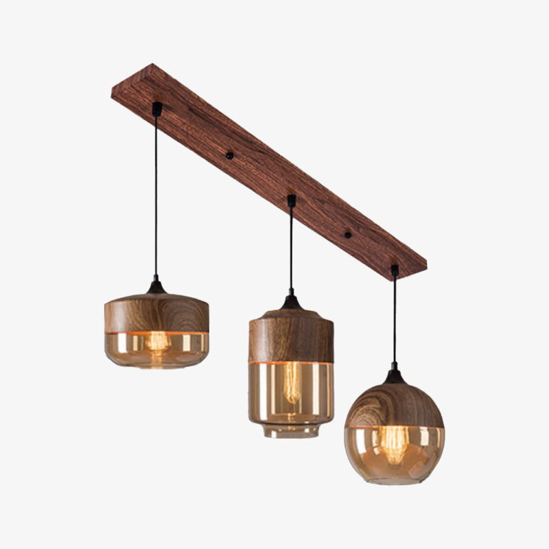 Suspension design en bois et verre Loft Retro