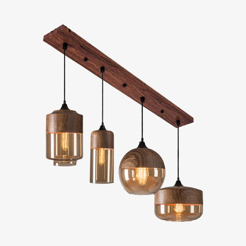 Suspension design en bois et verre Loft Retro