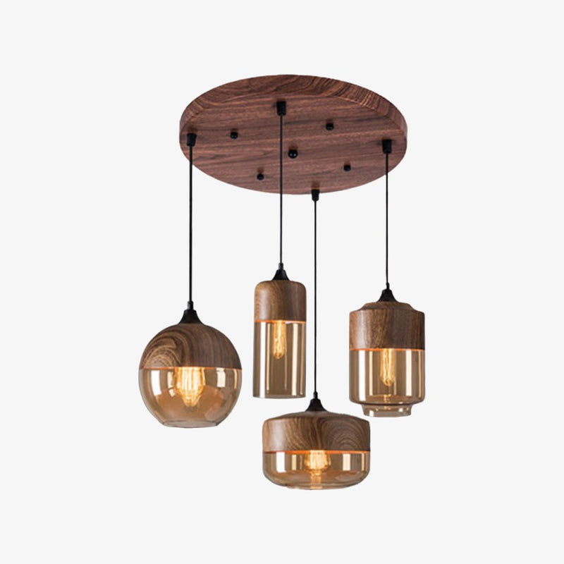 Suspension design en bois et verre Loft Retro