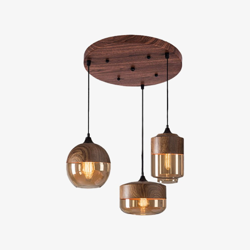 Suspension design en bois et verre Loft Retro