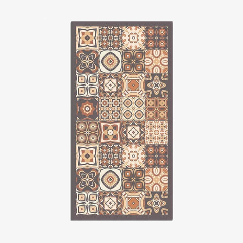 Tapis vintage rectangle aux motifs rose et gris Rug
