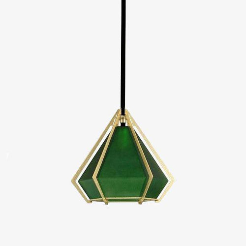 Suspension design LED avec abat-jour en verre diamant style rétro