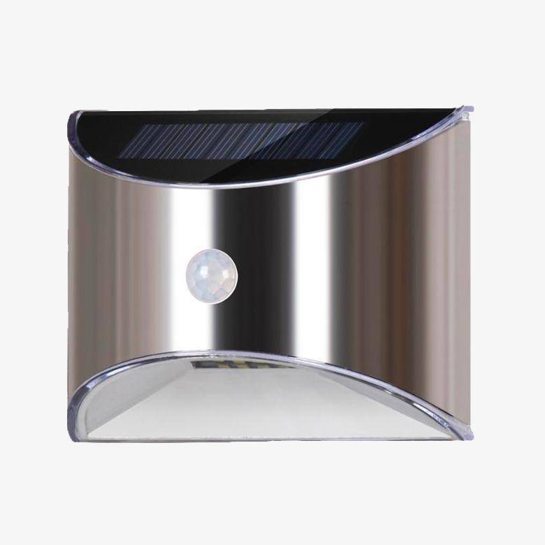 Applique extérieur solaire à LED chromée arrondie (lot de 2) - vue 3 sur 4