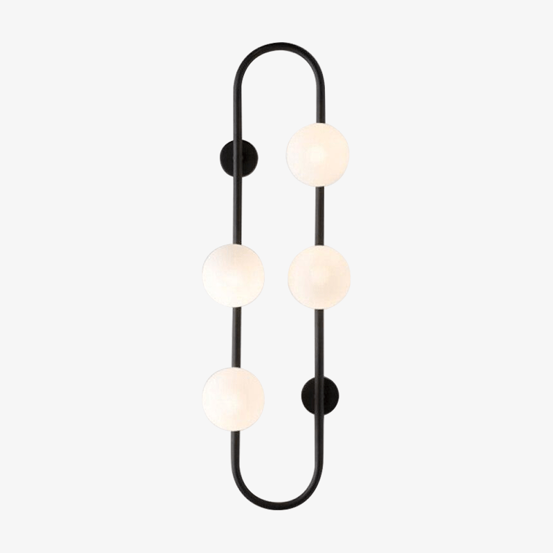 Applique murale design LED avec anneau métal et boule en verre - vue 2 sur 10