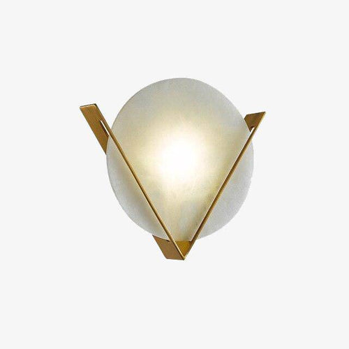 Applique murale design LED avec cercle en marbre et triangle doré