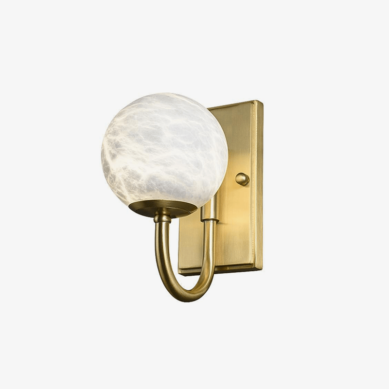 Applique murale design LED avec tige arrondie dorée et boule blanche Luxury - vue 2 sur 6