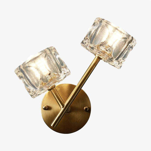 Applique murale design LED dorée avec abat-jour cristal