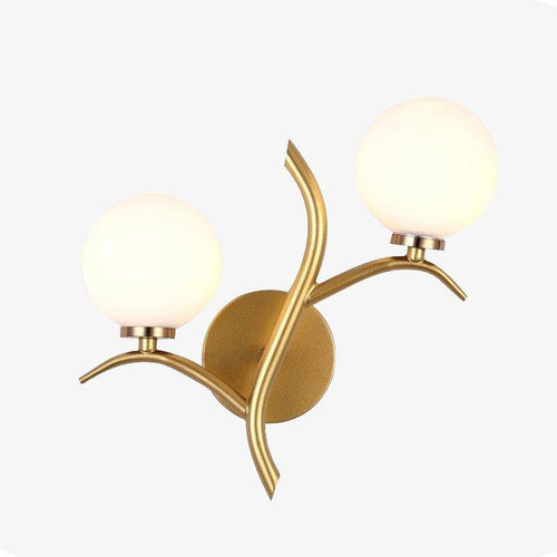 Applique murale design LED dorée avec double boules en verre Luxury