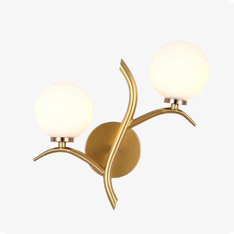 Applique murale design LED dorée avec double boules en verre Luxury - vue 2 sur 6