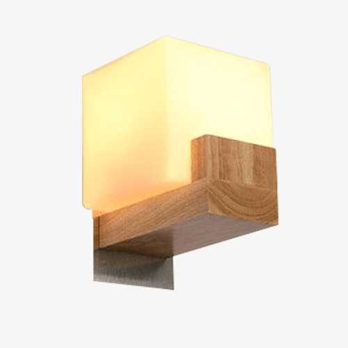 Applique murale LED en bois cubique