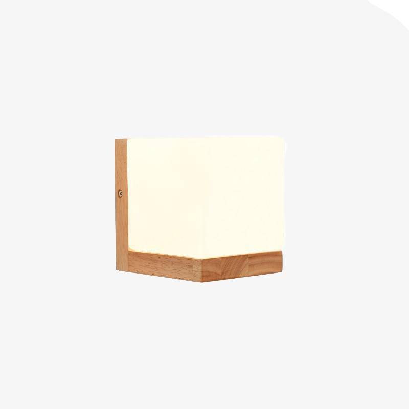 Applique murale moderne à LED en forme cubique en bois - vue 5 sur 6