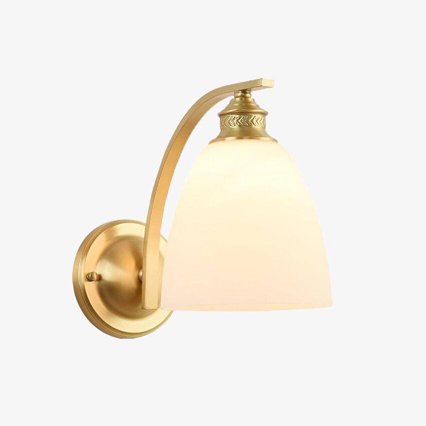 Applique murale moderne LED doré avec abat-jour arrondi blanc Herity - vue 2 sur 8