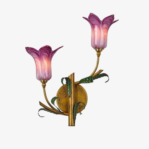 Applique murale rustique LED avec abat-jour style fleur colorée