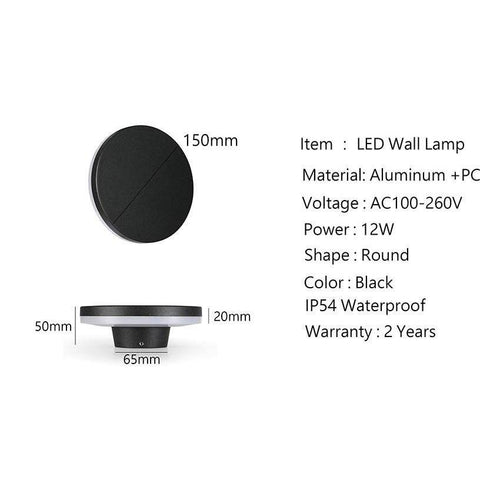 Applique murale LED ronde avec lumière arrière waterproof