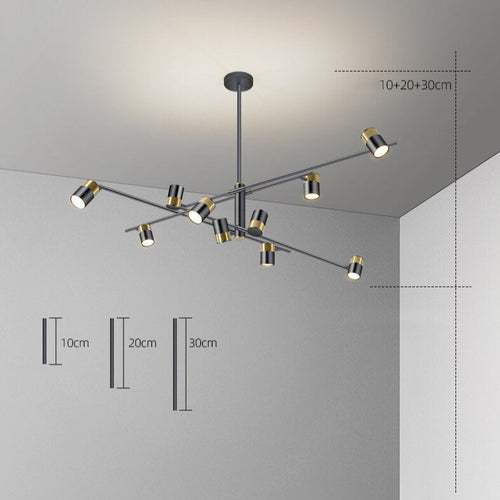 Lustre design LED avec barre en métal et spots rotatifs Caeli