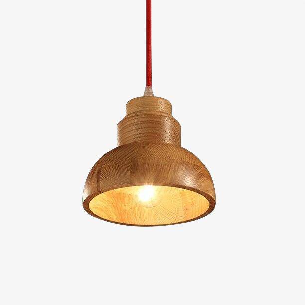 Suspension moderne LED en bois avec abat-jour arrondi Craft - vue 2 sur 6