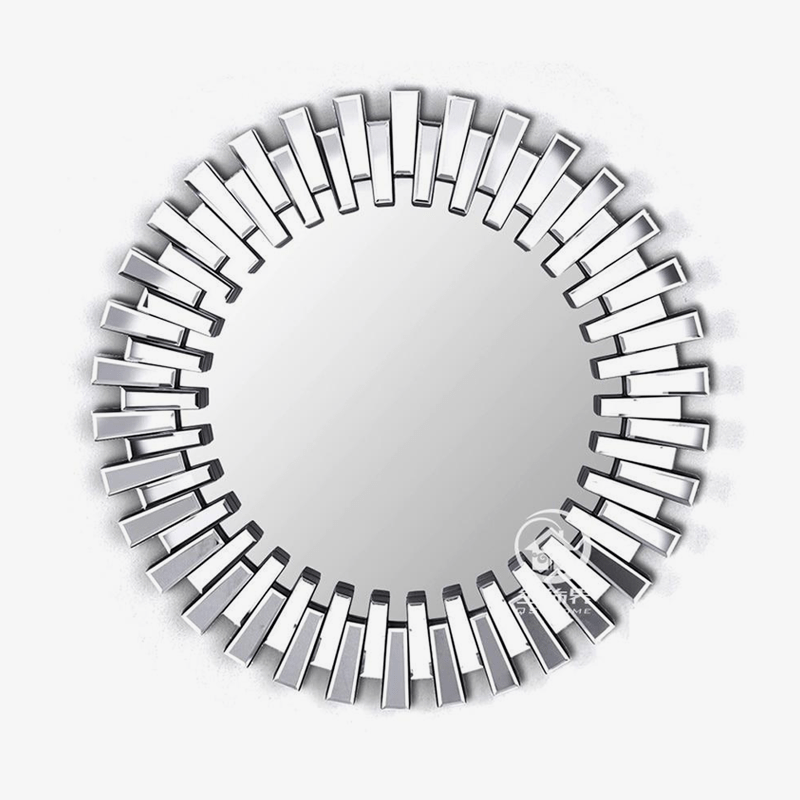 Grand miroir rond mural soleil Console