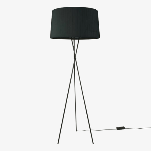 Lampadaire avec pieds croisés et abat jour en tissu noir Nordic