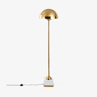 Lampadaire design à LED en métal doré avec abat-jour sphérique