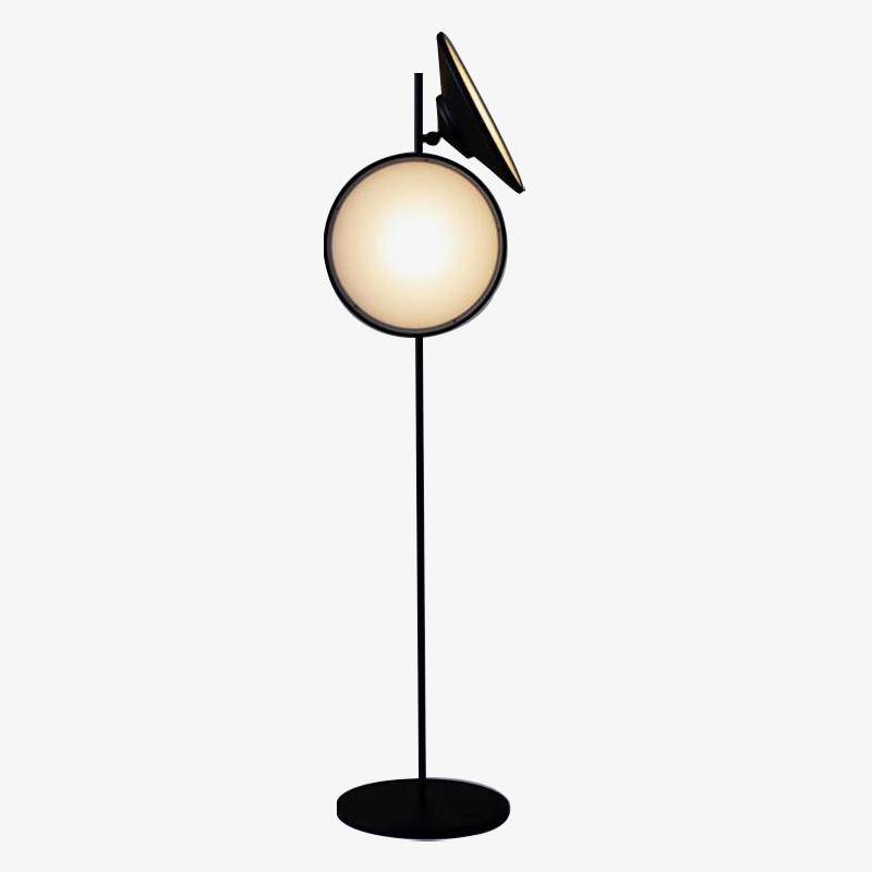 Lampadaire design LED en métal noir avec grand cercle lumineux Nordic - vue 2 sur 8