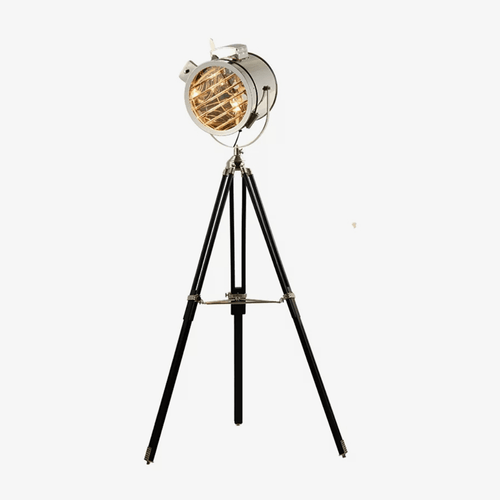 Lampadaire design projecteur chromé industriel Studio