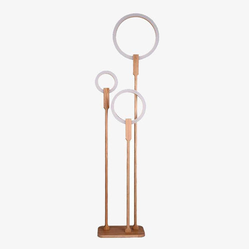 Lampadaire LED design en bois avec anneau