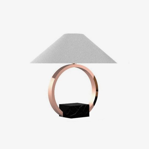 Lampe à poser design LED avec cercle en métal et abat-jour en verre Luxury
