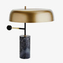Lampe à poser design LED en marbre avec abat-jour arrondi doré