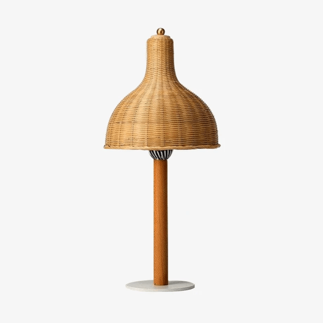 Lampe à poser LED avec abat-jour en rotin de plusieurs formes - vue 2 sur 9