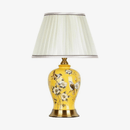 Lampe à poser LED en céramique et fleurs avec abat-jour blanc style Japonais