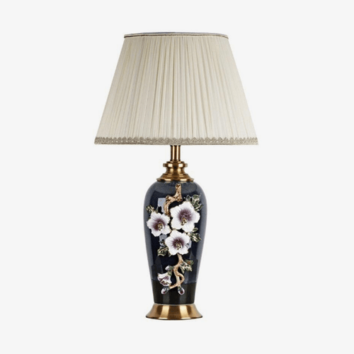 Lampe à poser LED en céramique noire avec abat-jour colorée style Japonais