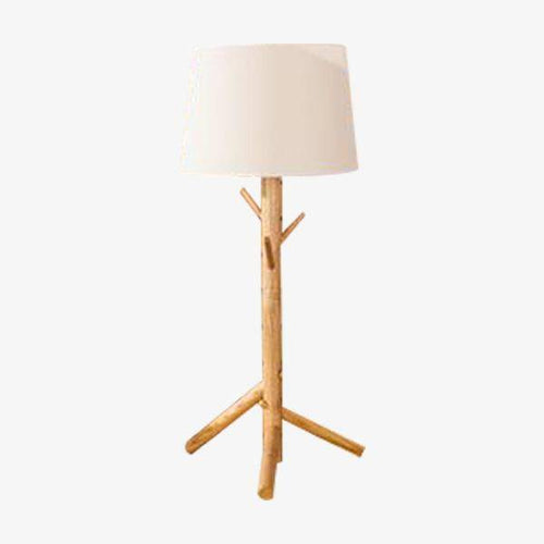 Lampe de chevet avec abat-jour en tissu et pied en bois style arbre