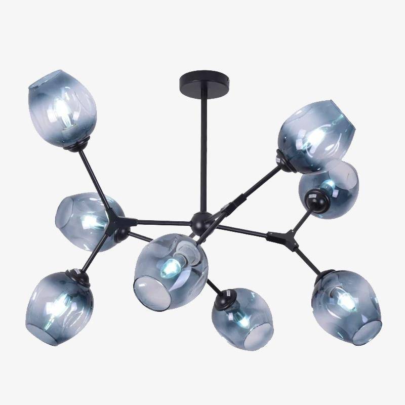Lustre design à LED branches en métal et lampes en verre Lindsey