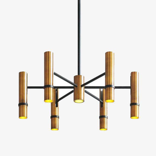 Lustre design à spots tube dorés