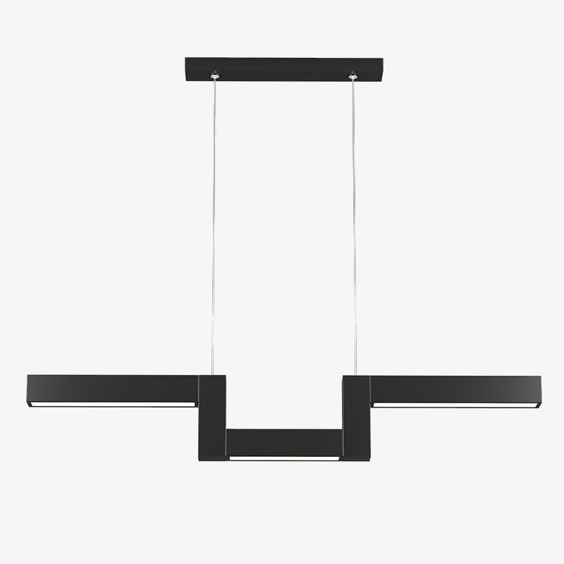 Lustre design LED en forme de Z métallique et noir Yeray