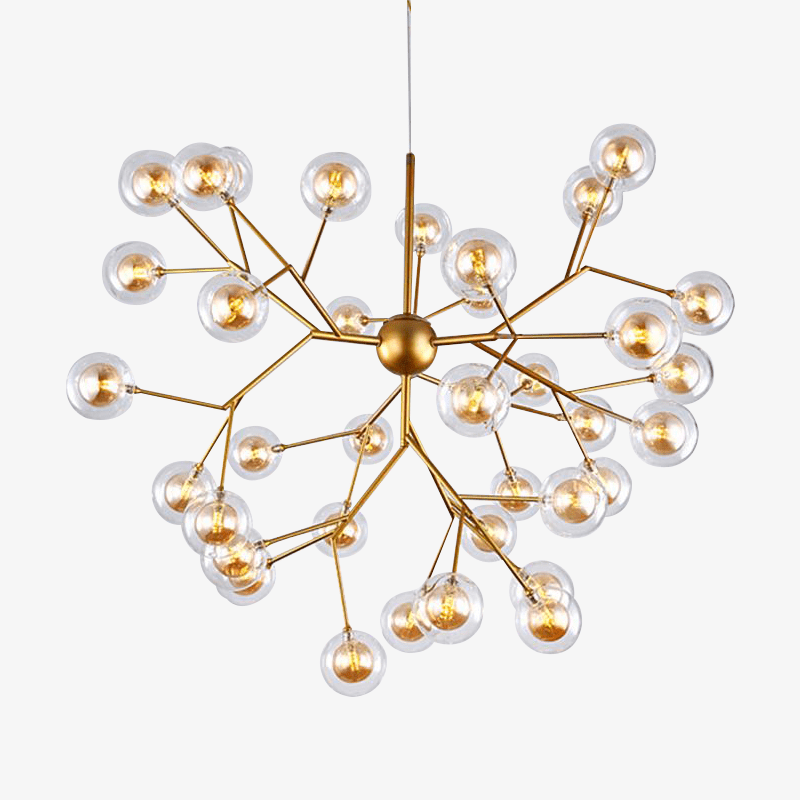 Lustre LED design arbre à branche et boules en verre