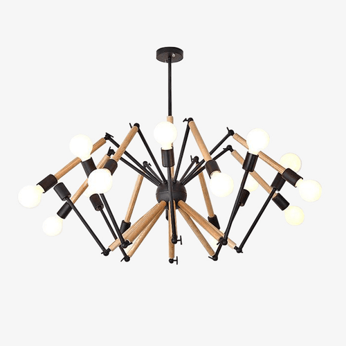 Lustre LED design en bois avec bras articulés ajustables