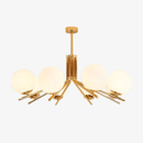 Lustre LED doré avec boules en verre