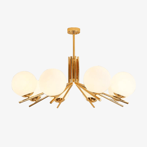 Lustre LED doré avec boules en verre